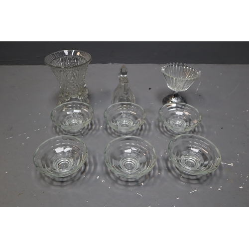 764 - A Large Selection (Three Boxes) of Assorted Glassware To Include Parka Crystal Decanter, Serving Bow... 