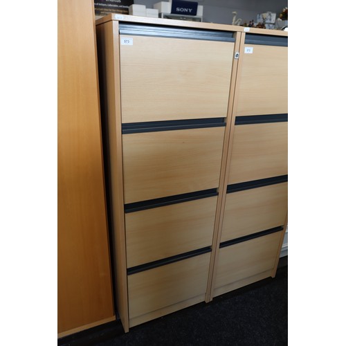 573 - Oak Effect Four Drawer Filing Cabinet Approx 53.5