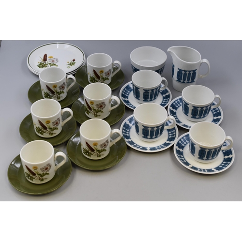 Two Johnson Bros Part Tea Sets, Includes Brookside and Other Blue and White Pattern. Twenty-Four Pieces in Total