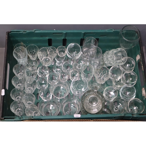 765 - A Large Selection (Three Boxes) of Assorted Drinking Glasses. Includes Etched Glassware, Tankards, S... 