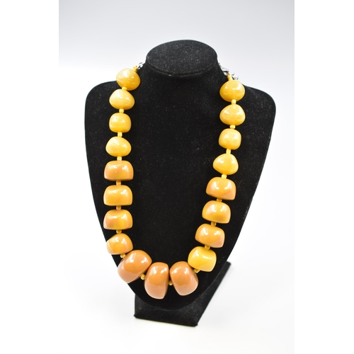 62 - Stylish Graduated Butterscotch Amber Style Necklace Untested Item