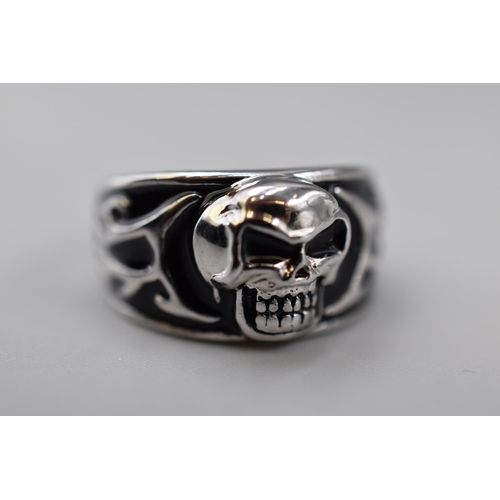 68 - Silver 925 Fear nothing Bikers Ring (Size V) Complete with Presentation Box