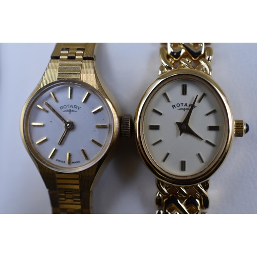 85 - Rotary ladies gold-plated watch with matching bracelet in presentation box in excellent condition an... 