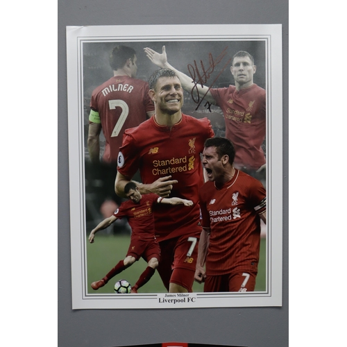 459 - Selection of Signed Football Player posters Including James Milner, John Arne Riise and James Carrag... 