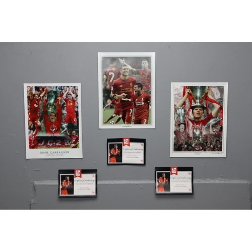 459 - Selection of Signed Football Player posters Including James Milner, John Arne Riise and James Carrag... 