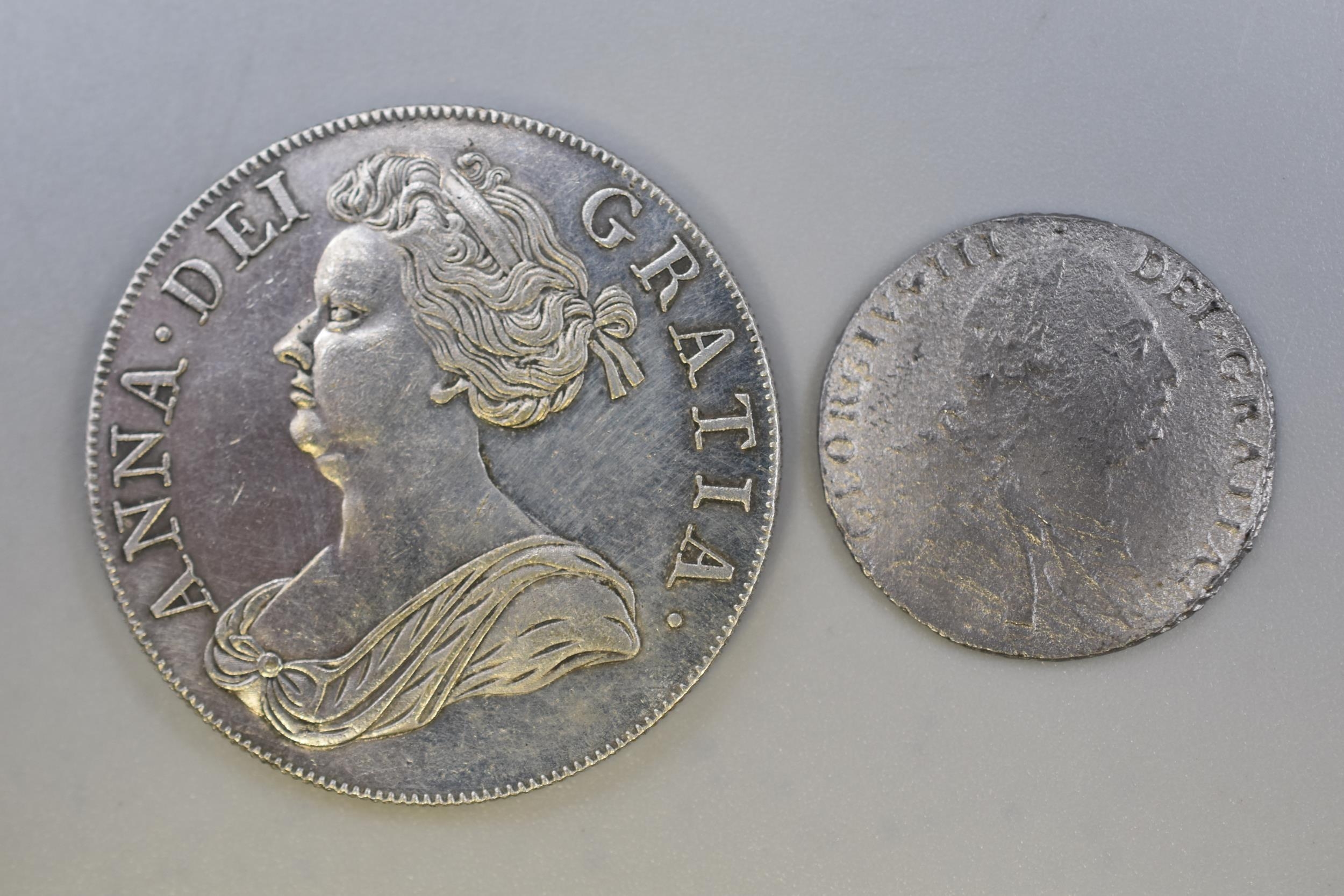 Queen Anne 1713 Crown and a George V 1787 Silling (Re-Strikes)