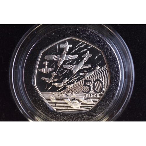 125 - A Royal Mint Silver Proof D-Day Commemorative 50p Coin, With Certificate of Authenticity and Present... 