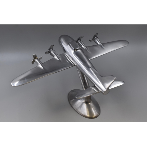 313 - Alloy polished scale model of a Lancaster bomber on a stand 19