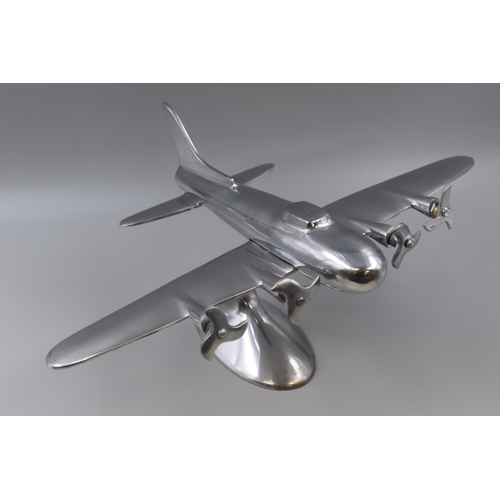 313 - Alloy polished scale model of a Lancaster bomber on a stand 19