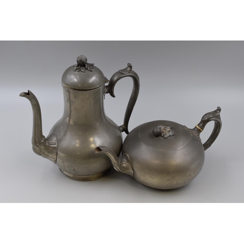 315 - Pewter tea pot by Shaw & Fisher Sheffield and coffee pot by R Richardson Sheffield