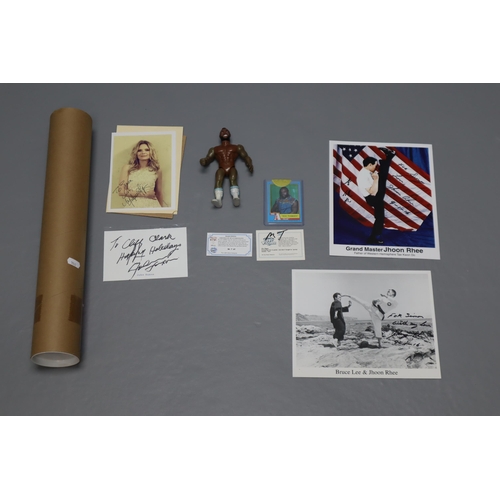 466 - Selection Including Michelle Pfeiffer Signed Autograph, Batman Return Poster, John Saxon Signature, ... 