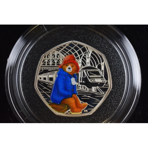 141 - A Royal Mint Silver Proof Paddington Silver Proof 50p Coin. In Presentation Case With Certificate of... 