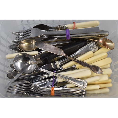 324 - Large selection of various cutlery items and a can opener