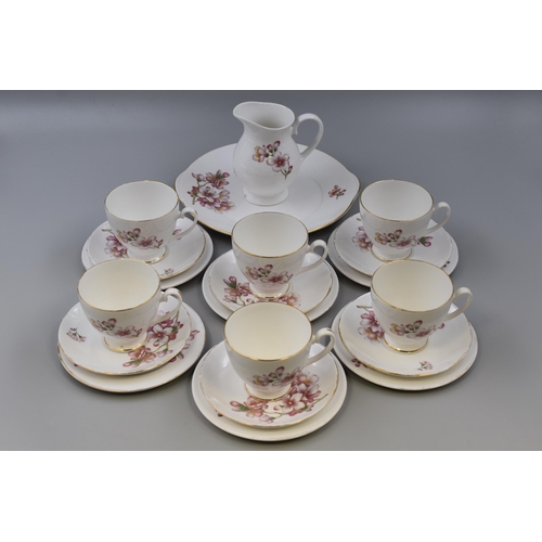 336 - Twenty pieces of Marlborough Bone China to include 6 trios, cake plate and milk jug