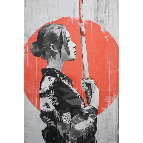 346 - Decorative Japanese Female Samurai Fighter Print on Scroll 48