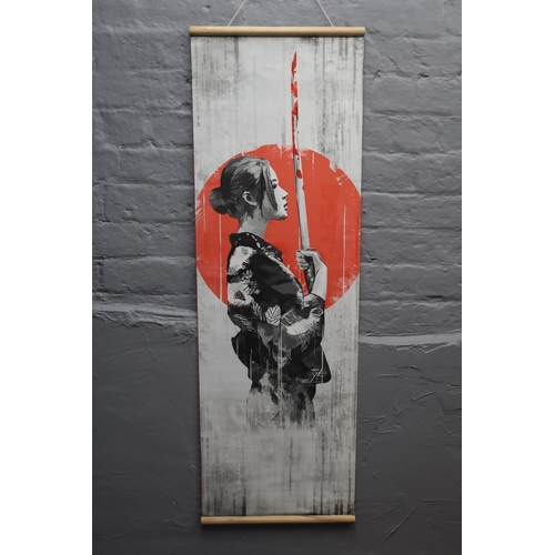 346 - Decorative Japanese Female Samurai Fighter Print on Scroll 48