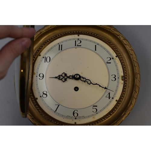 347 - A Victorian Gold Gilt Seven Day Movement Wall Clock, Approx 14.5