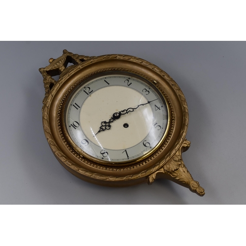 347 - A Victorian Gold Gilt Seven Day Movement Wall Clock, Approx 14.5