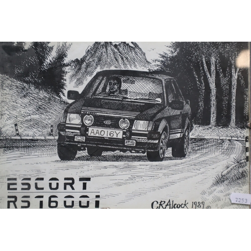 351 - Three Vintage Framed and Glazed World Rally Related Pictures to include a Roger Owen Print Depicting... 