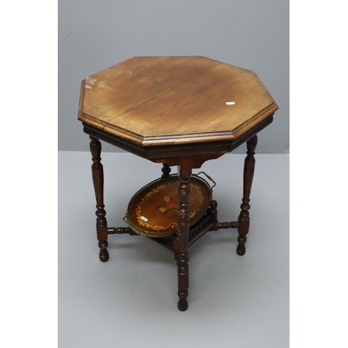 An Inlaid Floral Wooden Tray With Octagonal Table (AF)