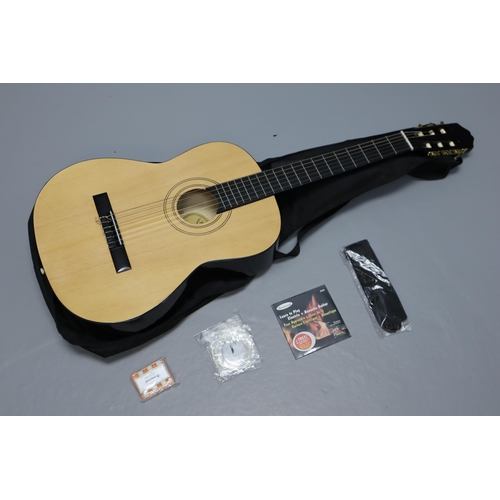 506 - A Burswood Acoustic Guitar With Accessories (Spare Strings, Pitch Pipe and Instructional DVD)