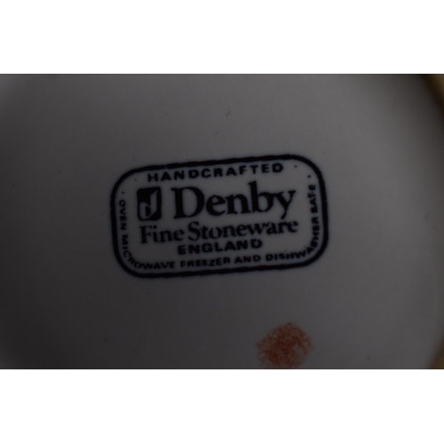 586 - Thirty One Pieces of Denby In Three Patterns (Corfu, Falling Leaves, And Daybreak). Daybreak - Coffe... 