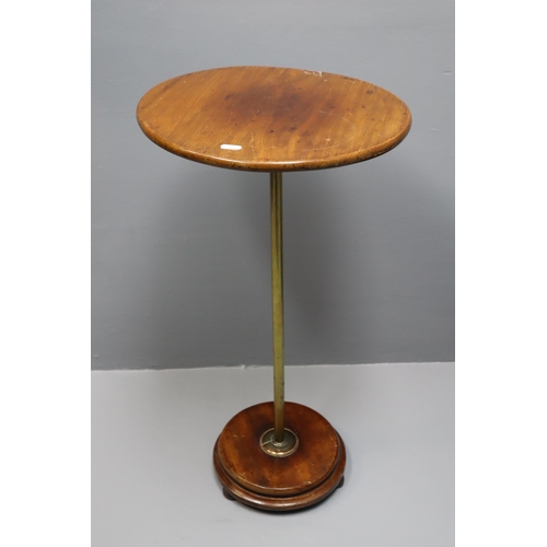 593 - Vintage brass and dark wood wine/side table measures 28