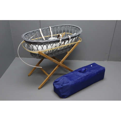 596 - A Moses Basket on Stand, With Travel Cot