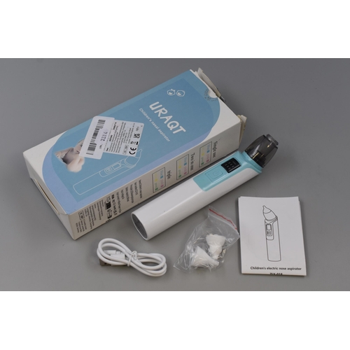 368 - As New Boxed Working Rechargeable Children's Nasal Aspirator complete with Charge lead and attachmen... 