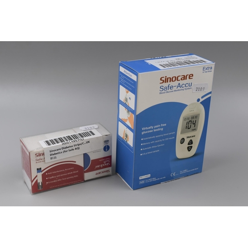 372 - Brand New Boxed Sinocare Safe-AccuBlood Glucose Digital Monitoring System complete with Ten Strips P... 