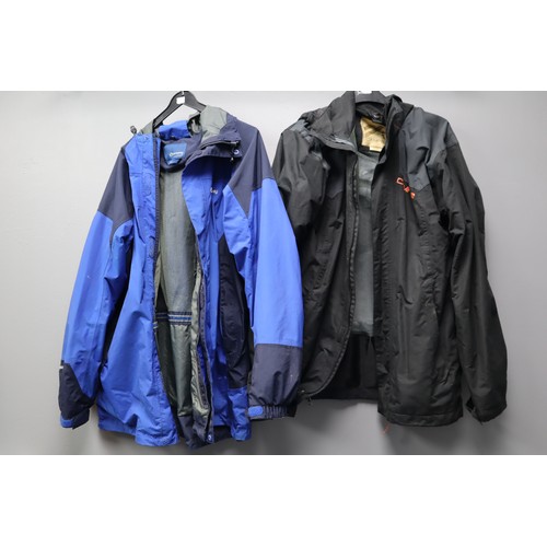 564 - Two mens waterproof jackets size small one Campri in black and one Sprayway in blue.