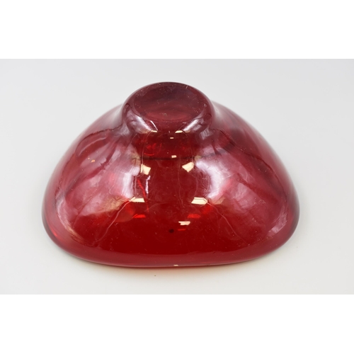 216 - A Whitefriars Red Glass Pedestal Trinket Bowl, Approx 2.5