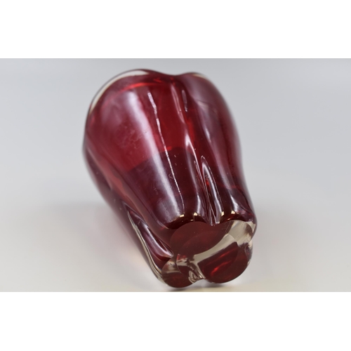 217 - A Whitefriars Red Glass Molar Vase, Approx 6