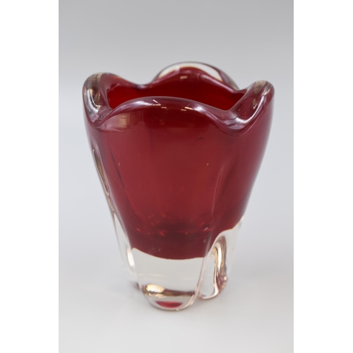 217 - A Whitefriars Red Glass Molar Vase, Approx 6