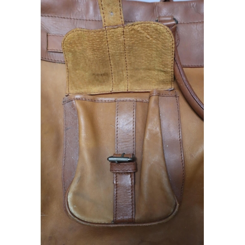 612 - Large vintage leather holdall with Two pockets