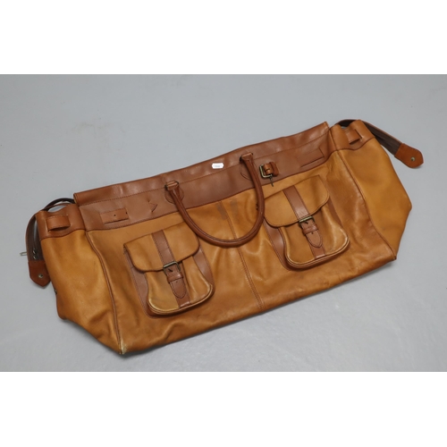 612 - Large vintage leather holdall with Two pockets