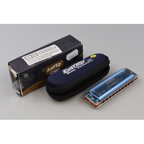 386 - East Top Blues Harmonica in Box with Case.