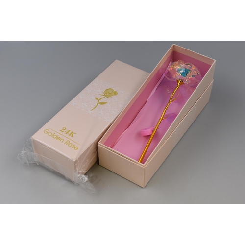 222 - Two New 24k Illuminated Golden Roses in Presentation Boxes