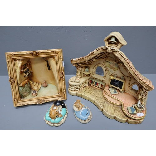 689 - Four Pieces of Pendelfin Chalkware including Dodger, Poppet, The Old School House and More