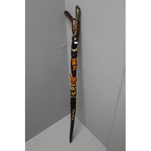 404 - Vintage Hand Carved Jamaican Rastafarian Walking Stick