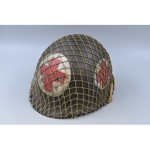 244 - A WWII Red Cross Helmet By George Frost Co, Complete With Net and Liner