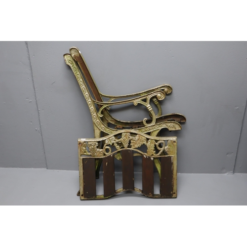 633 - Pair of Matching Cast Iron Bench/Chair Ends with Matching Cast Iron Back Rest Plate