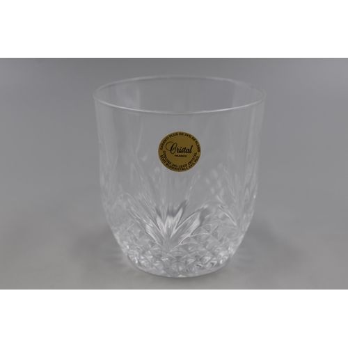 696 - Two Boxed Sets of Four 'Cristal France' Crystal Whisky Glasses