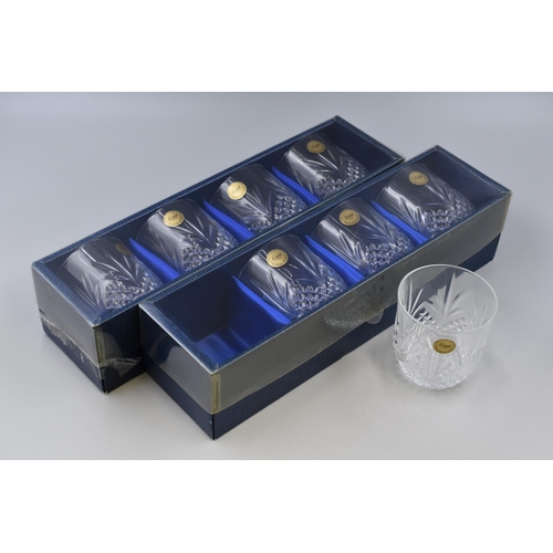Two Boxed Sets of Four 'Cristal France' Crystal Whisky Glasses