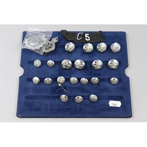 249 - A Selection of Police Badges and Buttons, Includes Cheshire Constabulary, Eight Large Buttons and 12... 