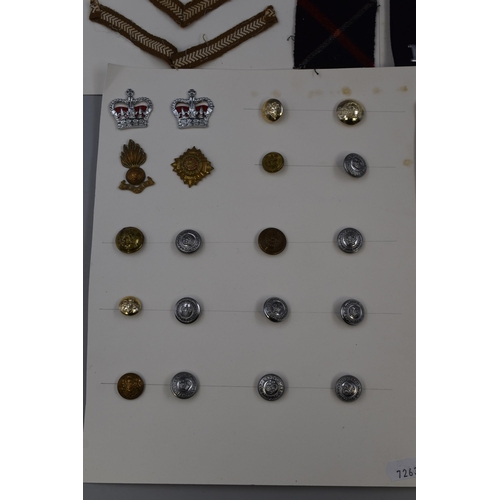 252 - Selection of Military and Police Buttons, Badges, Epaulette's and Patch Badges