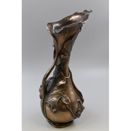 253 - Veronese bronze effect lily vase jug. Approx 14