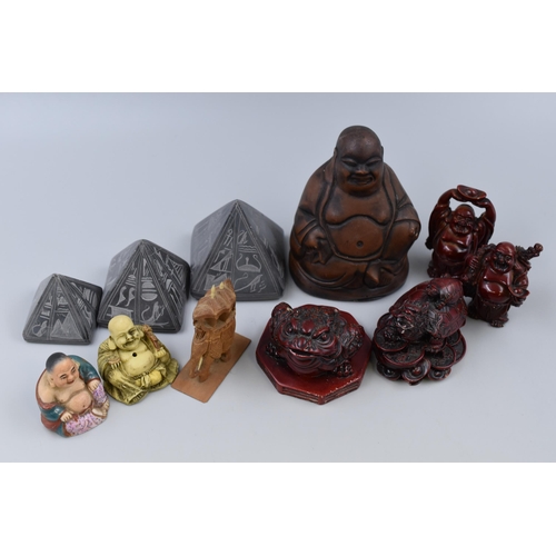 256 - Collection of buddhas in various sizes up to 5