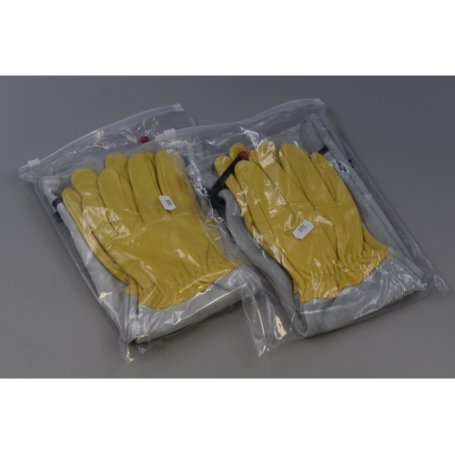 650 - Two Pairs of New Arm Length Leather Gardening Gloves (Size M). As New