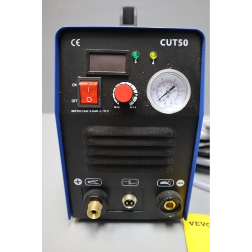 654 - A Vevor Cut 50 Plasma Cutter, With Instructions. Appears New and Powers on When Tested